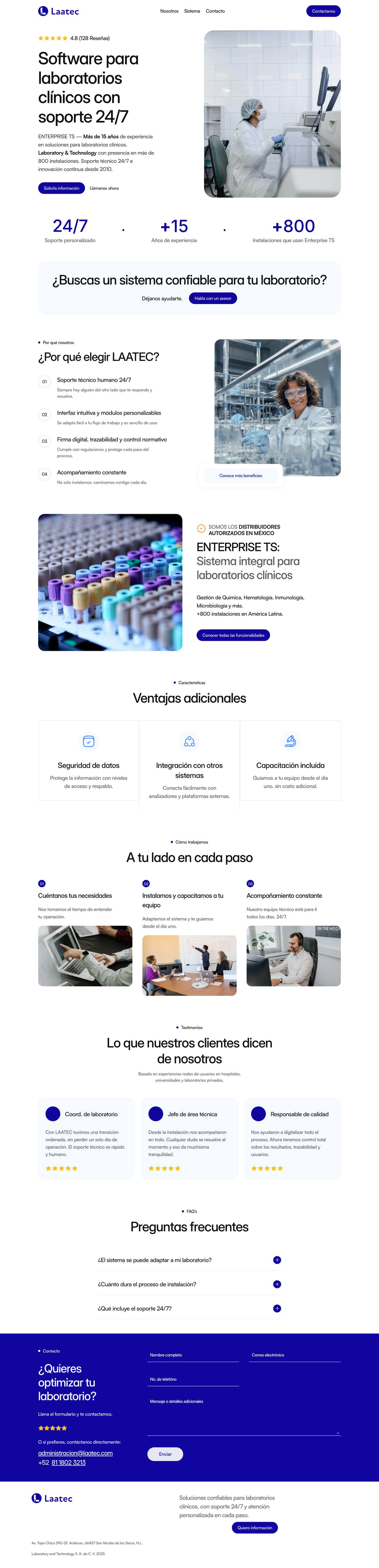 página de inicio de laatec.com en escritorio